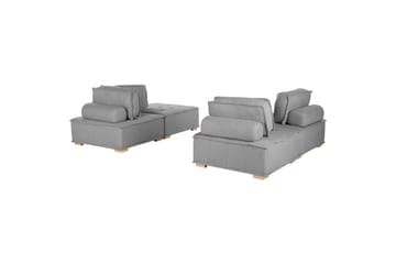 Modulsoffa Beliani Tibro Beige/ljust trä NO_BRAND Grey||Light colored wood - Møbler - Sofaer - Modulsofaer - Komplett modulsofa