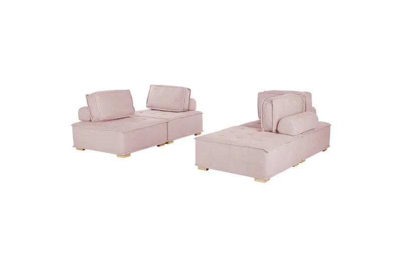 Modulsoffa Beliani Tibro Beige/ljust trä NO_BRAND Rose||Light colored wood