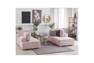 Modulsoffa Beliani Tibro Beige/ljust trä Rose||Light colored wood - Møbler - Sofaer - Modulsofaer - Komplett modulsofa