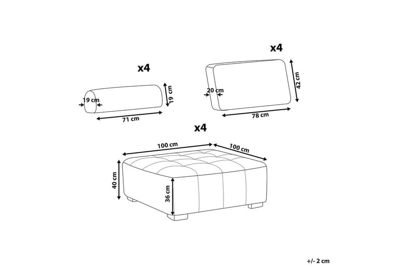 Modulsoffa Beliani Tibro Beige/ljust trä Rose||Light colored wood - Møbler - Sofaer - Modulsofaer - Komplett modulsofa