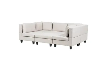 Modulsoffa med fotpall Beliani Unstad Beige/svart, Symmetrisk Beige, Black - Møbler - Sofaer - Modulsofaer - Komplett modulsofa
