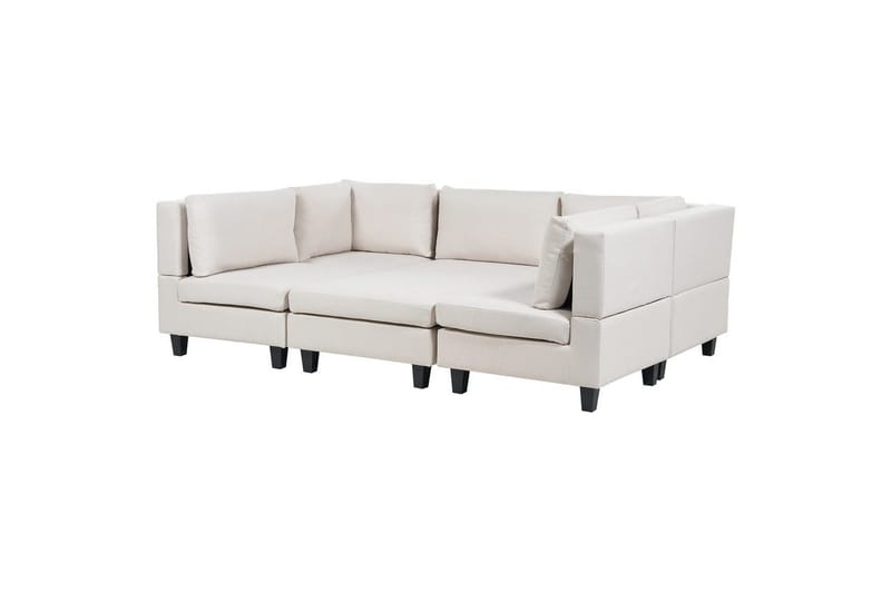 Modulsoffa med fotpall Beliani Unstad Beige/svart, Symmetrisk Beige, Black - Møbler - Sofaer - Modulsofaer - Komplett modulsofa