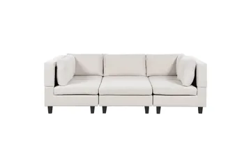 Modulsoffa med fotpall Beliani Unstad Beige/svart, Symmetrisk Beige, Black - Møbler - Sofaer - Modulsofaer - Komplett modulsofa