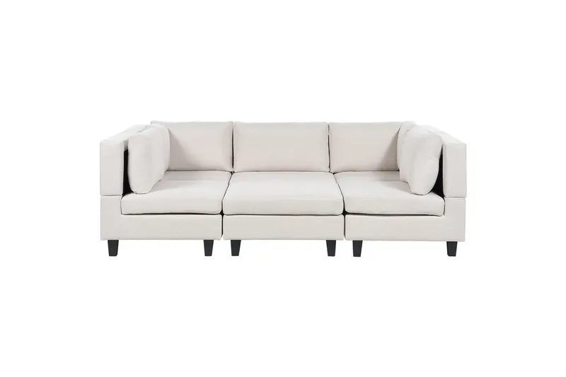 Modulsoffa med fotpall Beliani Unstad Beige/svart, Symmetrisk Beige, Black