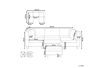 Modulsoffa med fotpall Beliani Unstad Beige/svart, Symmetrisk Beige, Black - Møbler - Sofaer - Modulsofaer - Komplett modulsofa