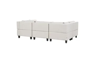Modulsoffa med fotpall Beliani Unstad Beige/svart, Symmetrisk Beige, Black - Møbler - Sofaer - Modulsofaer - Komplett modulsofa