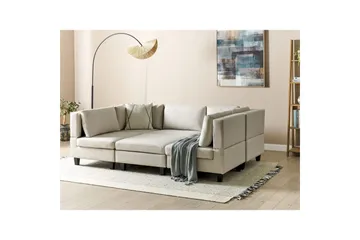 Modulsoffa med fotpall Beliani Unstad Beige/svart, Symmetrisk Beige, Black - Møbler - Sofaer - Modulsofaer - Komplett modulsofa