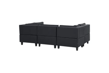 Modulsoffa med fotpall Beliani Unstad Beige/svart, Symmetrisk Black - Møbler - Sofaer - Modulsofaer - Komplett modulsofa