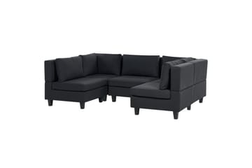 Modulsoffa med fotpall Beliani Unstad Beige/svart, Symmetrisk Black - Møbler - Sofaer - Modulsofaer - Komplett modulsofa