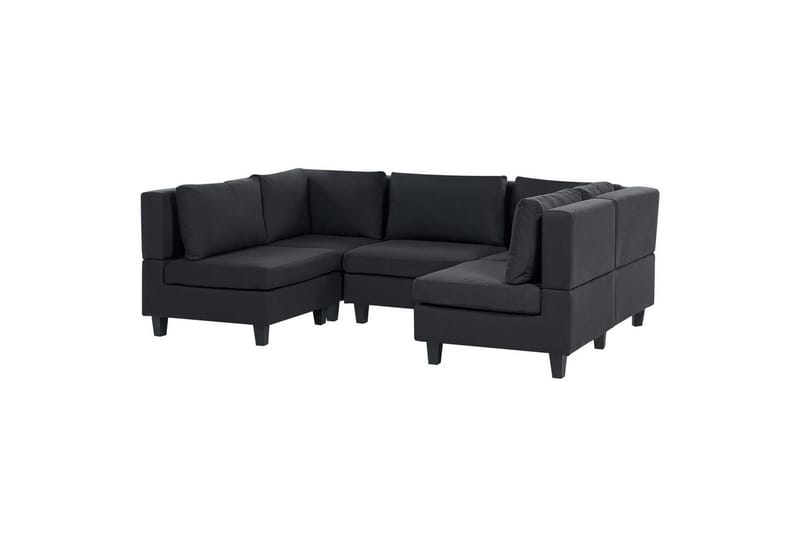 Modulsoffa med fotpall Beliani Unstad Beige/svart, Symmetrisk Black - Møbler - Sofaer - Modulsofaer - Komplett modulsofa