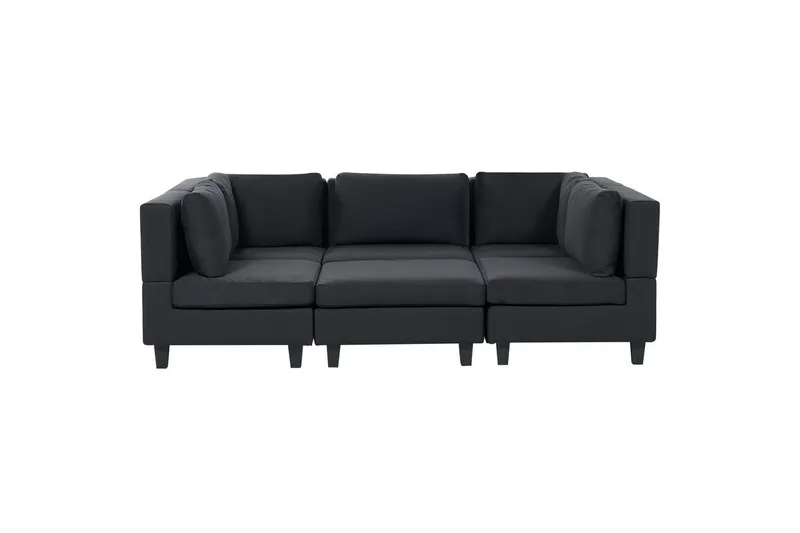 Modulsoffa med fotpall Beliani Unstad Beige/svart, Symmetrisk Black