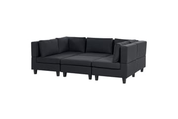 Modulsoffa med fotpall Beliani Unstad Beige/svart, Symmetrisk Black - Møbler - Sofaer - Modulsofaer - Komplett modulsofa