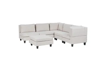 Modulsoffa med fotpall Beliani Unstad Beige/svart, Vänstervänd Beige, Black - Møbler - Sofaer - Modulsofaer - Komplett modulsofa