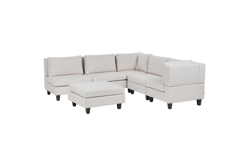 Modulsoffa med fotpall Beliani Unstad Beige/svart, Vänstervänd Beige, Black