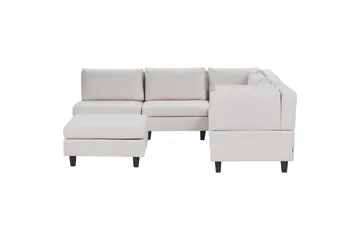 Modulsoffa med fotpall Beliani Unstad Beige/svart, Vänstervänd Beige, Black - Møbler - Sofaer - Modulsofaer - Komplett modulsofa
