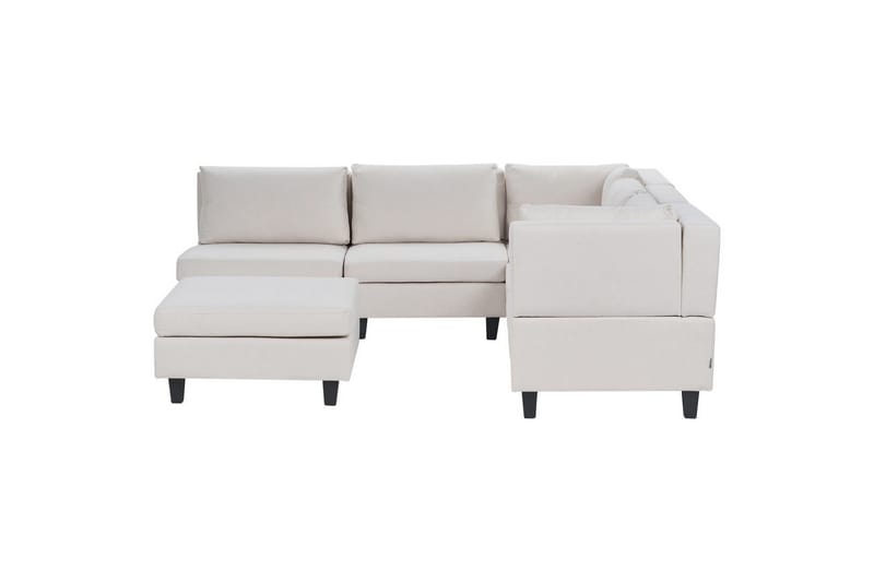 Modulsoffa med fotpall Beliani Unstad Beige/svart, Vänstervänd Beige, Black - Møbler - Sofaer - Modulsofaer - Komplett modulsofa