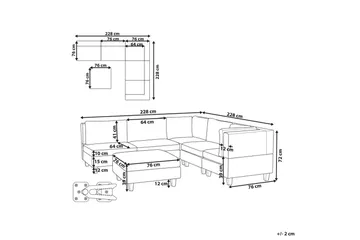 Modulsoffa med fotpall Beliani Unstad Beige/svart, Vänstervänd Beige, Black - Møbler - Sofaer - Modulsofaer - Komplett modulsofa