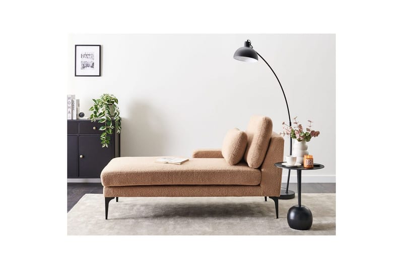 Schäslong Beliani Ewron Beige, svart, Högervänd Beige||Black Right-faced - Møbler - Sofaer - Modulsofaer - Øvrige moduler til modulsofa