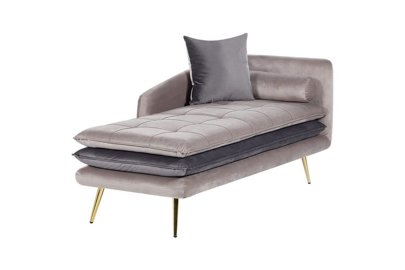 Schäslong Beliani Gonesse Beige, Grå, Guld Beige||Grey||GOLD - Møbler - Sofaer - Modulsofaer - Øvrige moduler til modulsofa