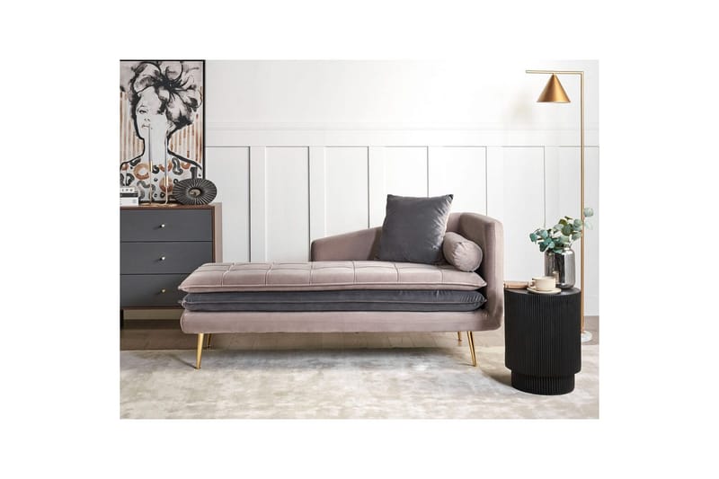 Schäslong Beliani Gonesse Beige, Grå, Guld Beige||Grey||GOLD - Møbler - Sofaer - Modulsofaer - Øvrige moduler til modulsofa