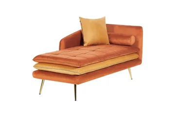 Schäslong Beliani Gonesse Beige, Grå, Guld NO_BRAND Dark Orange||GOLD - Møbler - Sofaer - Modulsofaer - Øvrige moduler til modulsofa