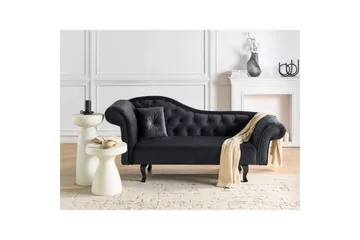 Schäslong Beliani Lattes Grå, mörkt trä, Högervänd Black Left-faced - Møbler - Sofaer - Fløyelssofaer