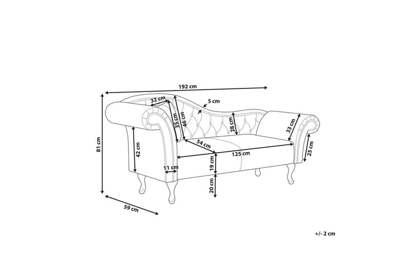 Schäslong Beliani Lattes Grå, mörkt trä, Högervänd Black Left-faced - Møbler - Sofaer - Fløyelssofaer