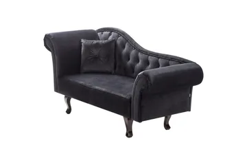 Schäslong Beliani Lattes Grå, mörkt trä, Högervänd Black Left-faced - Møbler - Sofaer - Fløyelssofaer