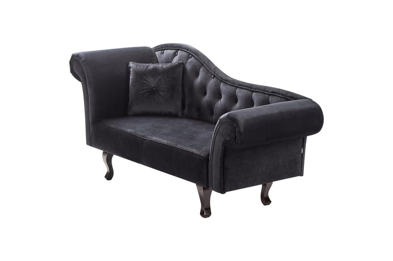 Schäslong Beliani Lattes Grå, mörkt trä, Högervänd Black Left-faced - Møbler - Sofaer - Fløyelssofaer