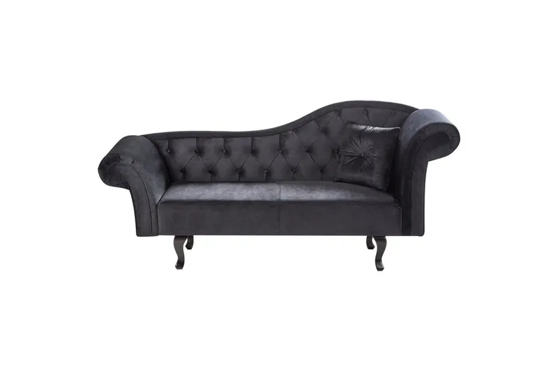 Schäslong Beliani Lattes Grå, mörkt trä, Högervänd Black||Dark colored wood Right-faced