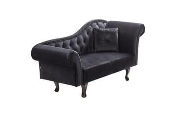 Schäslong Beliani Lattes Grå, mörkt trä, Högervänd Black||Dark colored wood Right-faced - Møbler - Sofaer - Fløyelssofaer