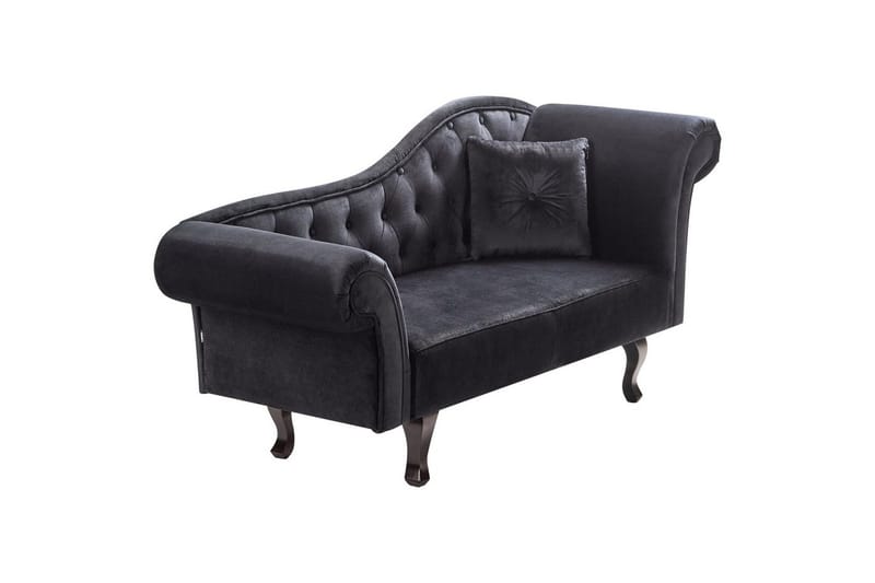 Schäslong Beliani Lattes Grå, mörkt trä, Högervänd Black||Dark colored wood Right-faced - Møbler - Sofaer - Fløyelssofaer