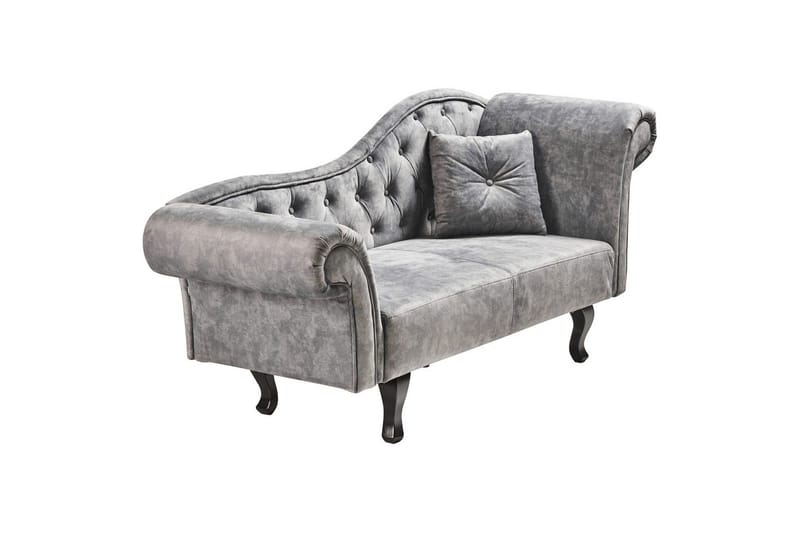 Schäslong Beliani Lattes Grå, mörkt trä, Högervänd Grey Right-faced - Grå - Møbler - Sofaer - Fløyelssofaer