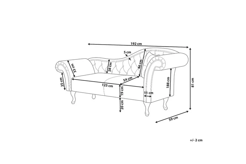 Schäslong Beliani Lattes Grå, mörkt trä, Högervänd Grey Right-faced - Grå - Møbler - Sofaer - Fløyelssofaer