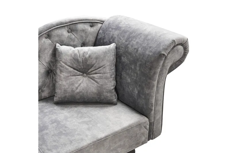 Schäslong Beliani Lattes Grå, mörkt trä, Högervänd Grey Right-faced - Grå - Møbler - Sofaer - Fløyelssofaer