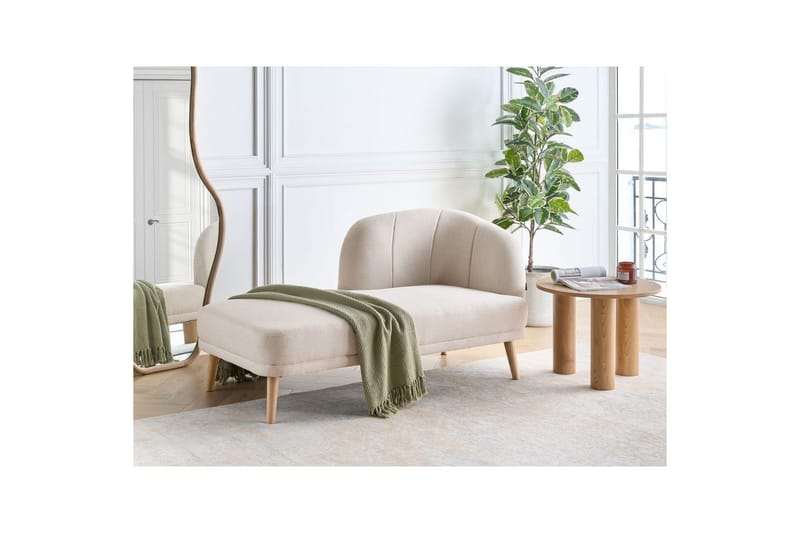 Schäslong Beliani Tanlay Beige, ljust trä, Högervänd Beige||Light colored wood Right-faced - Møbler - Sofaer - Modulsofaer - Øvrige moduler til modulsofa