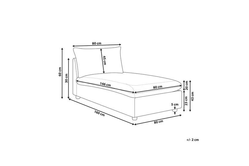 Schäslong Beliani Vizille Beige White - Hvit - Møbler - Sofaer - Modulsofaer - Øvrige moduler til modulsofa