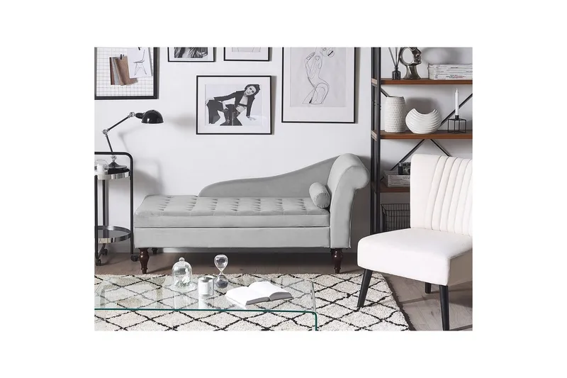 Schäslong Beliani Pessac Beige, svart, Högervänd Light grey Right-faced - Møbler - Sofaer - Modulsofaer - Øvrige moduler til modulsofa