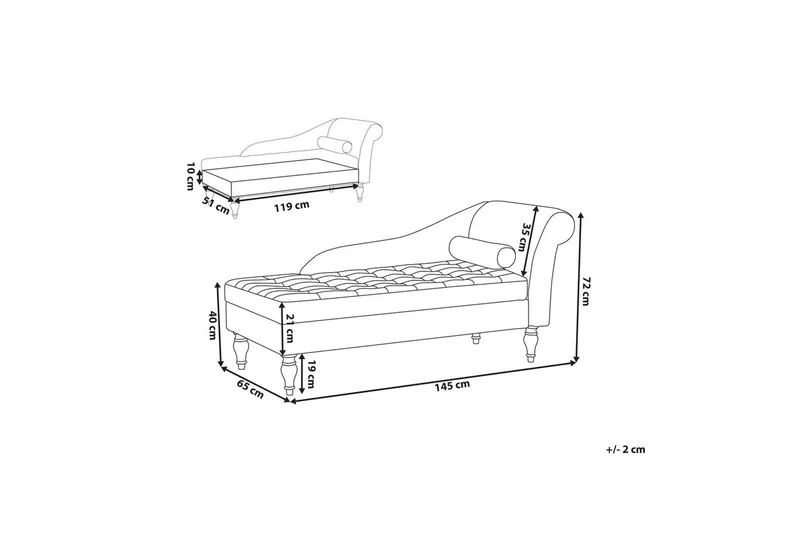 Schäslong Beliani Pessac Beige, svart, Högervänd Light grey Right-faced - Møbler - Sofaer - Modulsofaer - Øvrige moduler til modulsofa