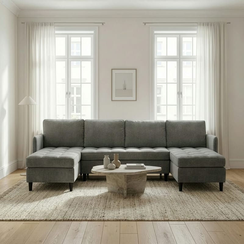 U-formet sofa Loft24 Lindhus Grå Chenille - Grå - Møbler - Sofaer - Modulsofaer - Komplett modulsofa