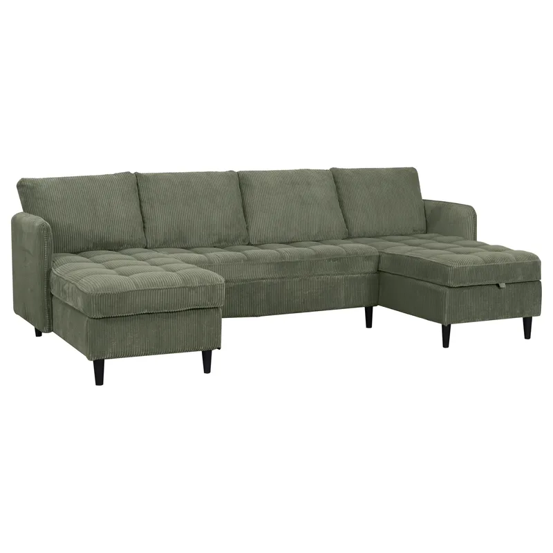 U-formet sofa Loft24 Lindhus Grønn Kordfløyel, Grønn