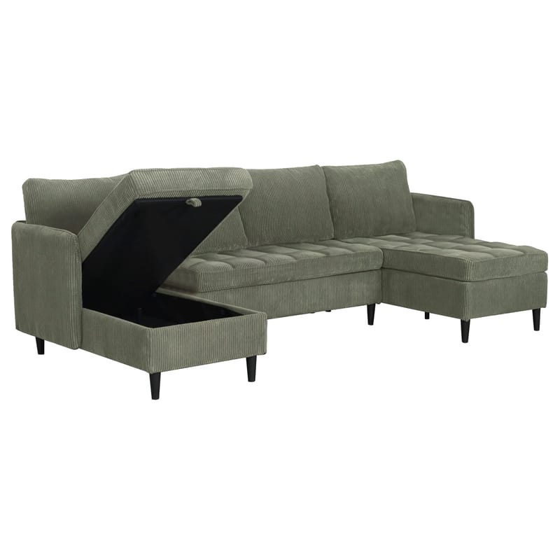 U-formet sofa Loft24 Lindhus Grønn Kordfløyel - Grønn - Møbler - Sofaer - Modulsofaer - Komplett modulsofa
