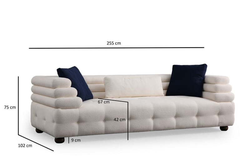 Namarta 3-seters Sofa - Hvit - Møbler - Sofaer - 3 seter sofa