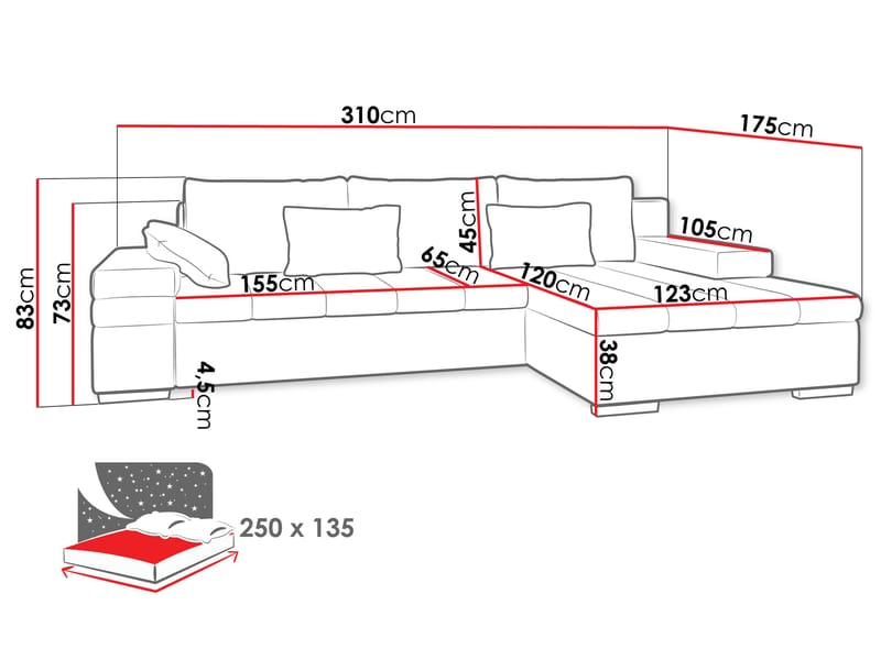 Naoma 4-seters Sofa med Divan Høyre - Møbler - Sofaer - Hjørnesofaer