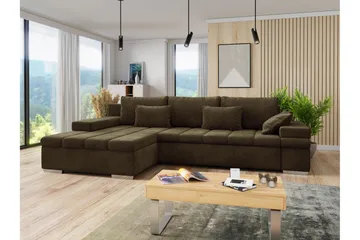 Naoma Sofa med Sjeselong 3-seter - Brun - Møbler - Sofaer - Fløyelssofaer