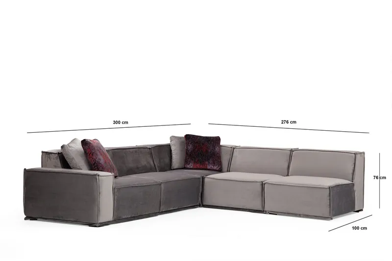 Nightcap Sofa m. Divan 6-seters - Grå - Møbler - Sofaer - Fløyelssofaer