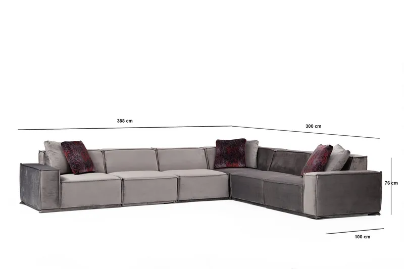 Nightcap Sofa m. Divan 6-seters - Grå - Møbler - Sofaer - Fløyelssofaer
