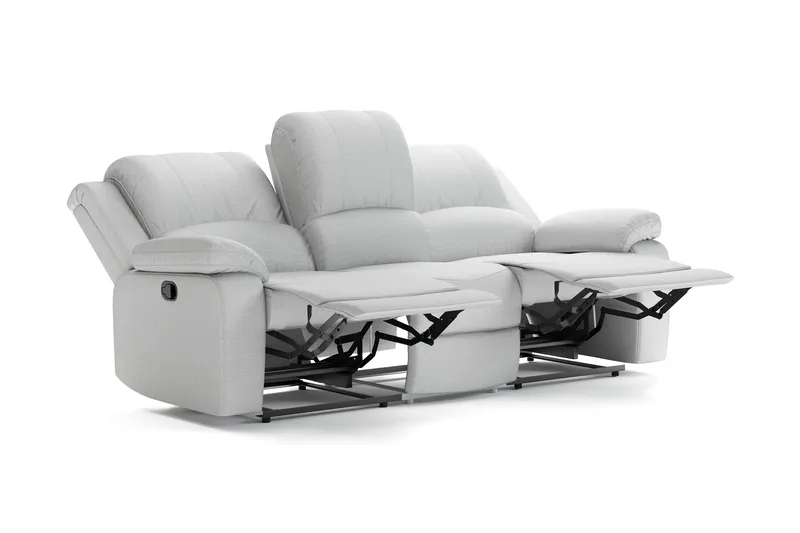 Norbo Reclinersofa - Fällbar sofa 3-seter - Kinosofa i stoff - Lysegrå - Møbler - Sofaer - Reclinersofaer