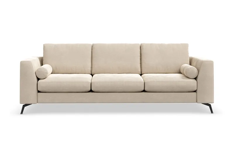 Ocean Lyx 3-seter Fløyelssofa med Nakkeruller - Beige - Møbler - Sofaer - Fløyelssofaer
