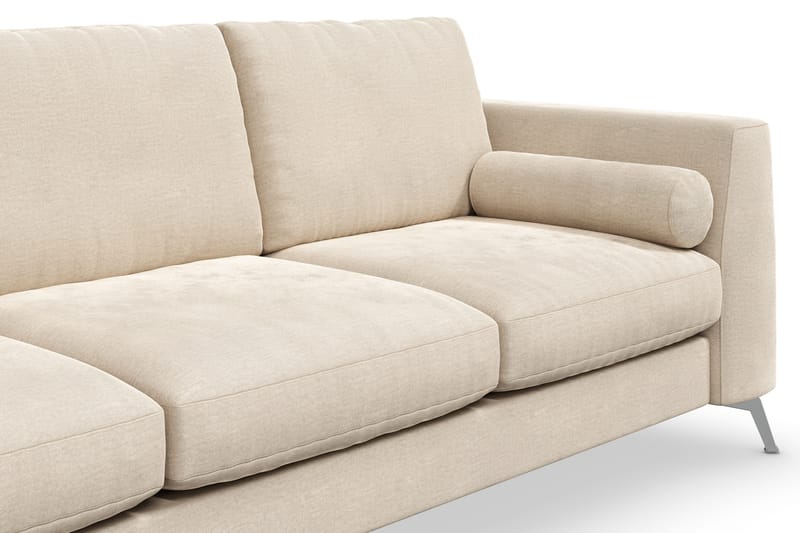 Ocean Lyx 3-seter Fløyelssofa med Nakkeruller - Beige - Møbler - Sofaer - Fløyelssofaer